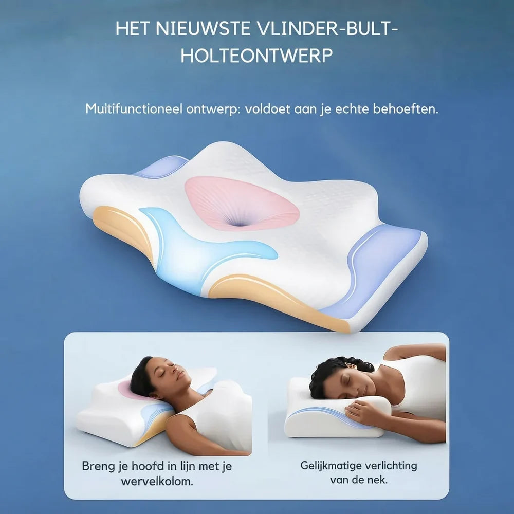 LuxCurve ergonomisch kussen – traagschuim nekkussen voor zij-, rug- en buikslapers