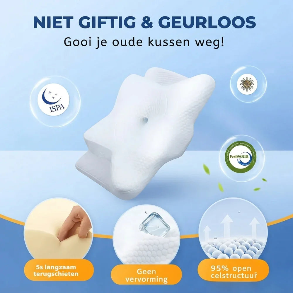 LuxCurve ergonomisch kussen – traagschuim nekkussen voor zij-, rug- en buikslapers