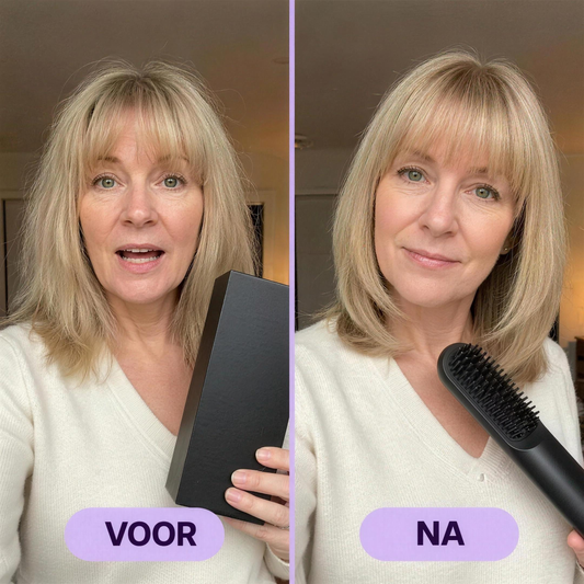 Voor en na het stylen met de borstel