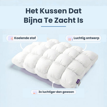 CloudPuff Kussen - hoofdfoto met USP's