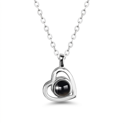 Fotoketting met hartvormige hanger in zilver