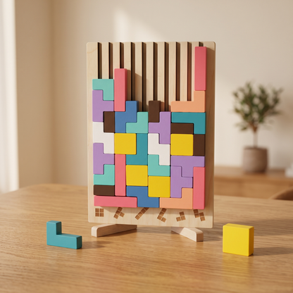 BlokBrein houten stapelspel op tafel