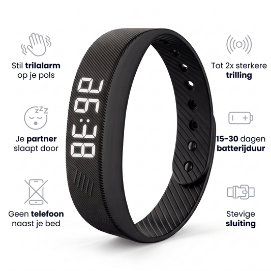 WekPols Pro: stil trilalarm, partner slaapt door, geen telefoon naast je bed, tot 2x sterkere trilling, 15 tot 30 dagen batterijduur, stevige sluiting