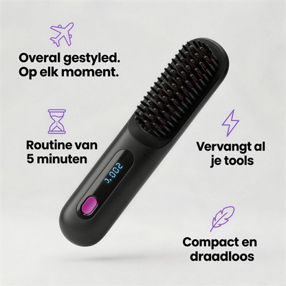 Compacte draadloze stijlborstel met routine van 5 minuten