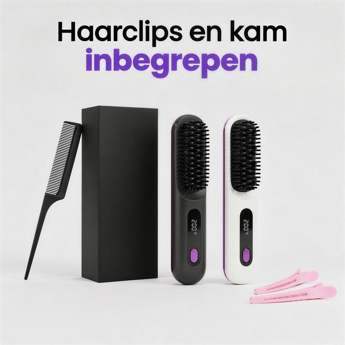 Haarclips en kam inbegrepen