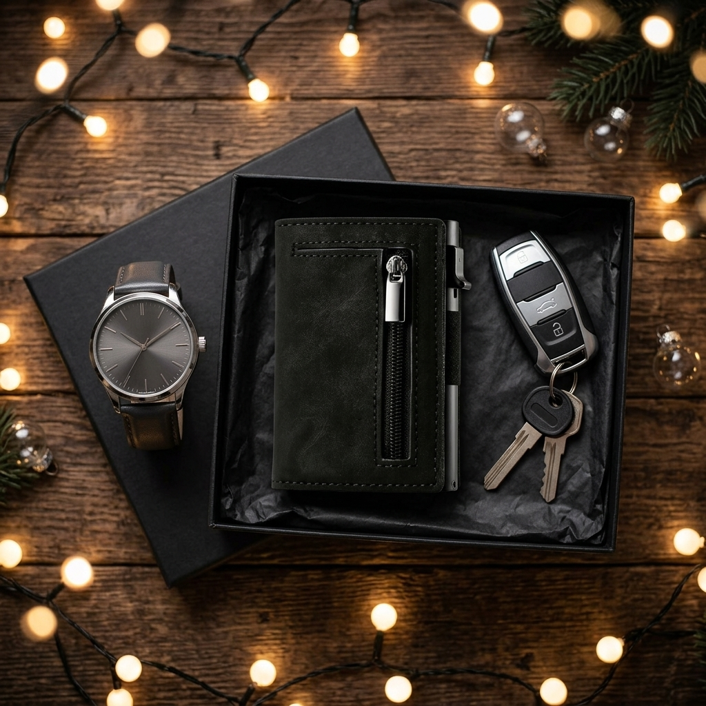Pasjeshouder als kerstcadeau in een geschenkdoos