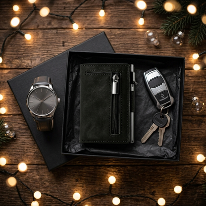 Pasjeshouder als kerstcadeau in een geschenkdoos