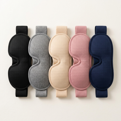 Slaapmasker in zwart, grijs, beige, roze en marineblauw