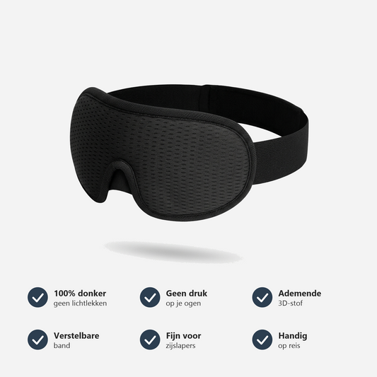 3D slaapmasker: 100% donker, geen druk op je ogen, ademende stof, verstelbare band, fijn voor zijslapers, handig op reis
