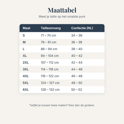Maattabel Silhouet premium vormslip