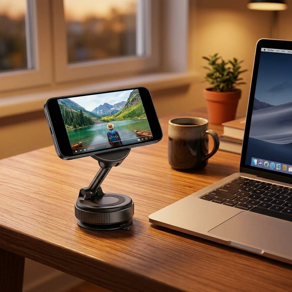 Telefoonhouder op het bureau thuis