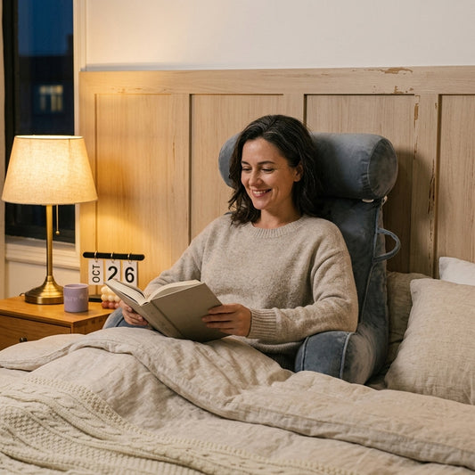 Lezen in bed met het Rugly leeskussen